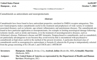 Text of #6630507, for the medical use of cannabinoids as antioxidants and neuroprotectants